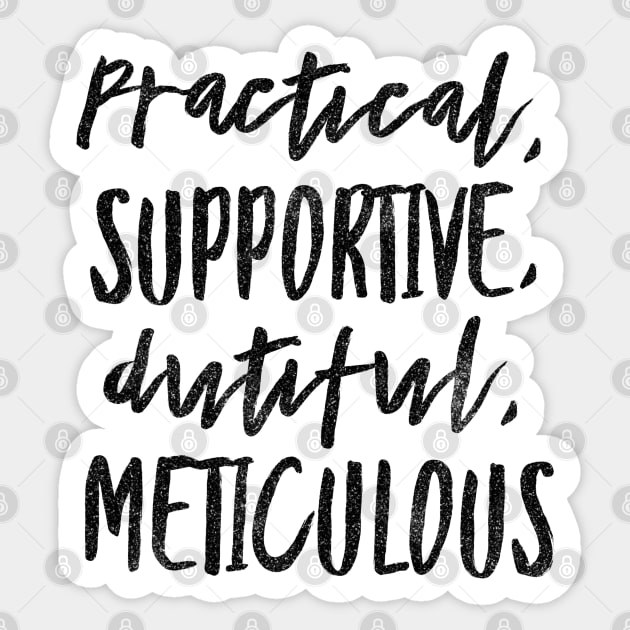 ISFJ Practical Supportive Dutiful Meticulous Sticker by coloringiship